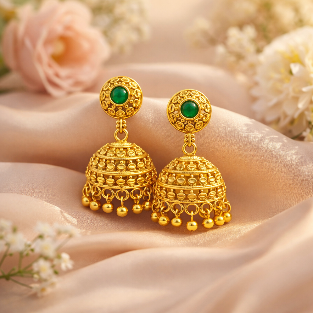 Emerald Drop Jhumkas
