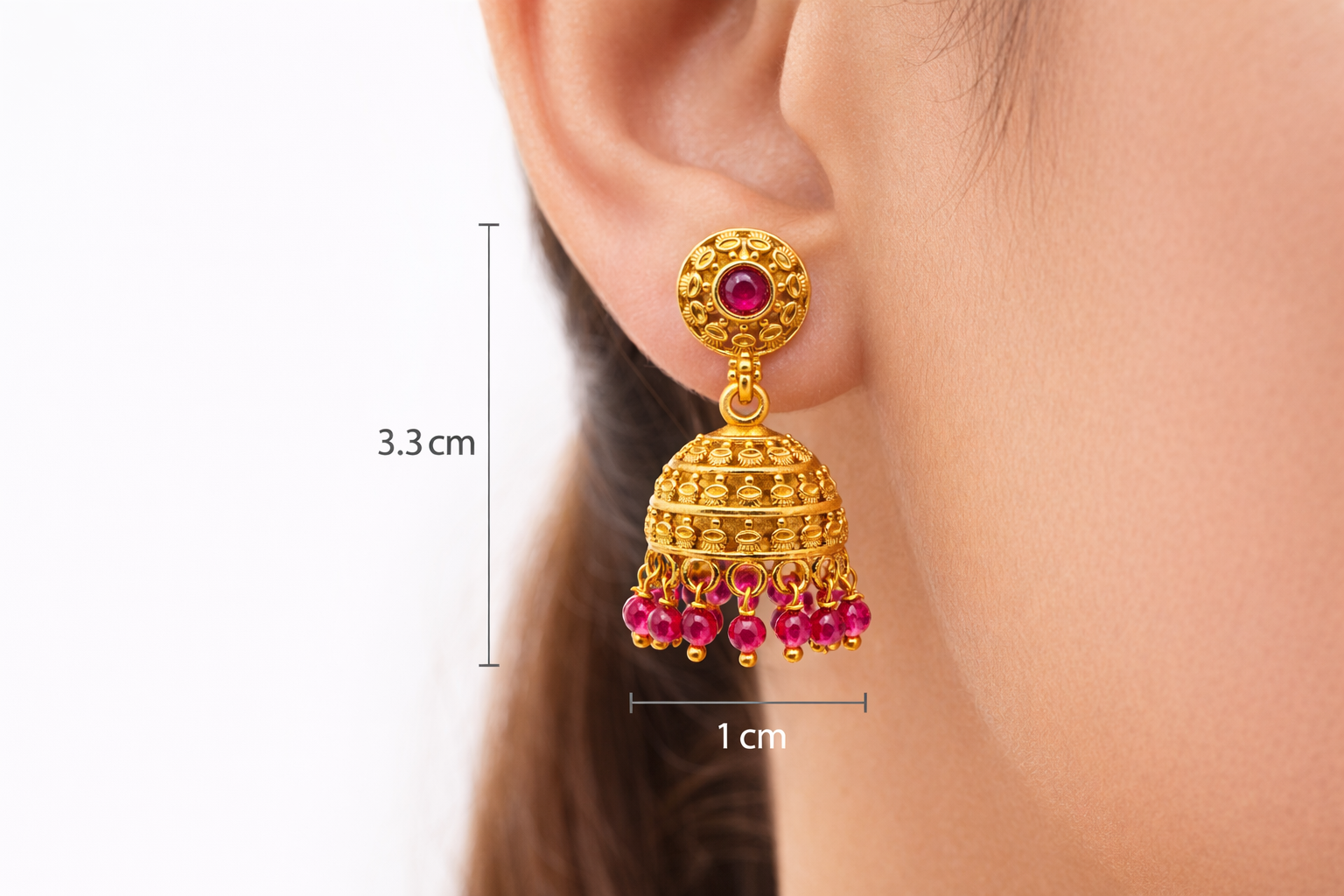 Antique Ruby Dome Jhumka Earrings (Small)