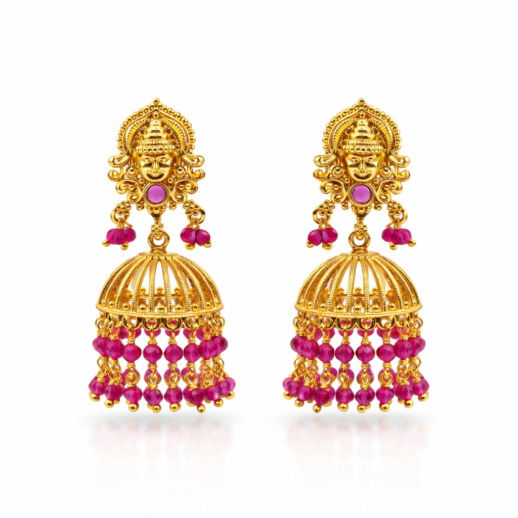 Nakshi Temple Ruby Jhumka
