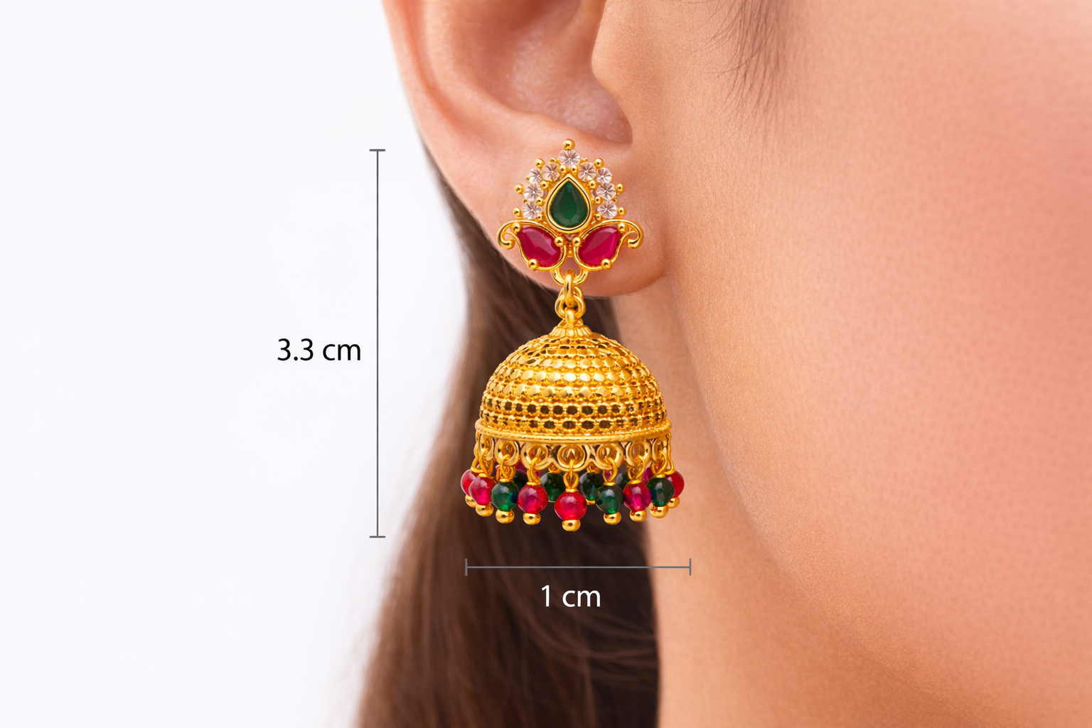 Royal Emerald Ruby CZ Jhumka Earrings (Small)