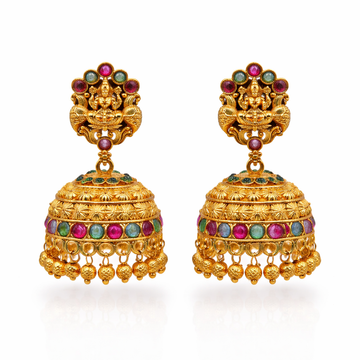 Lakshmi Temple Ruby Emerald Jhumka