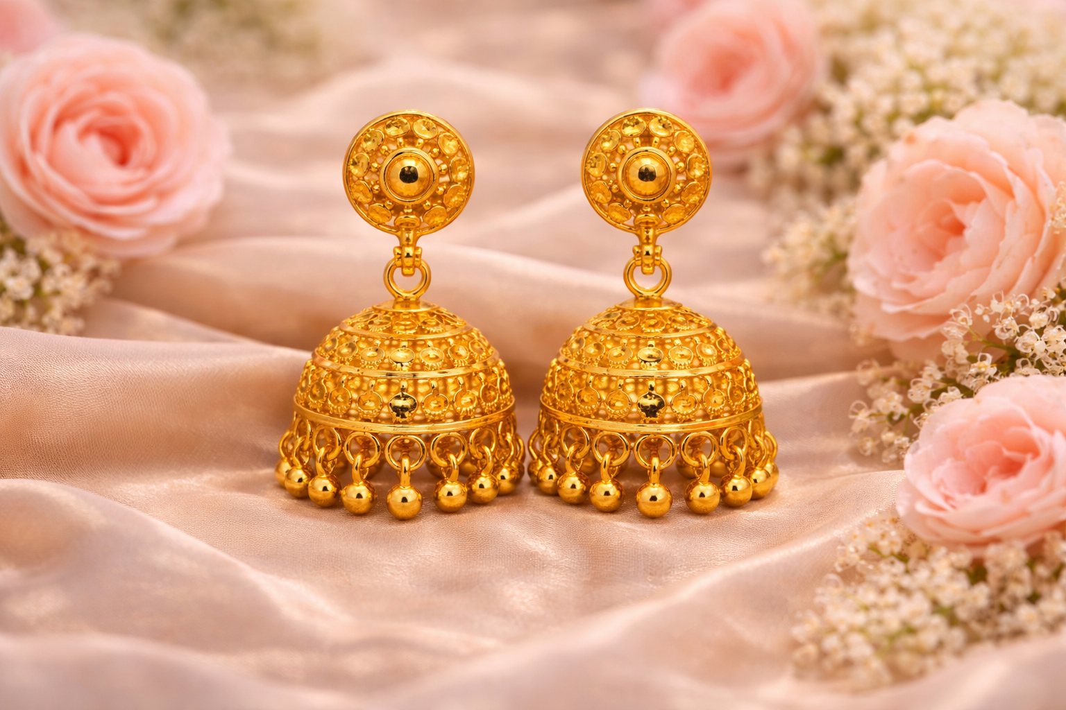 Grand Microgold Plated Dome Jhumkas ( Small )