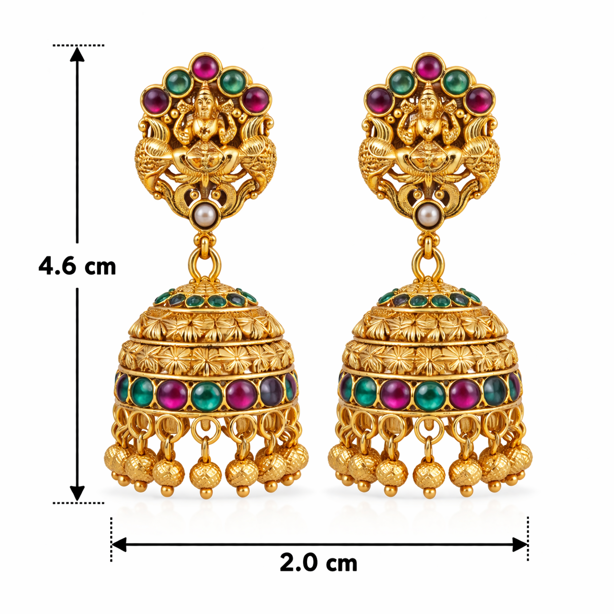 Lakshmi Temple Ruby Emerald Jhumka