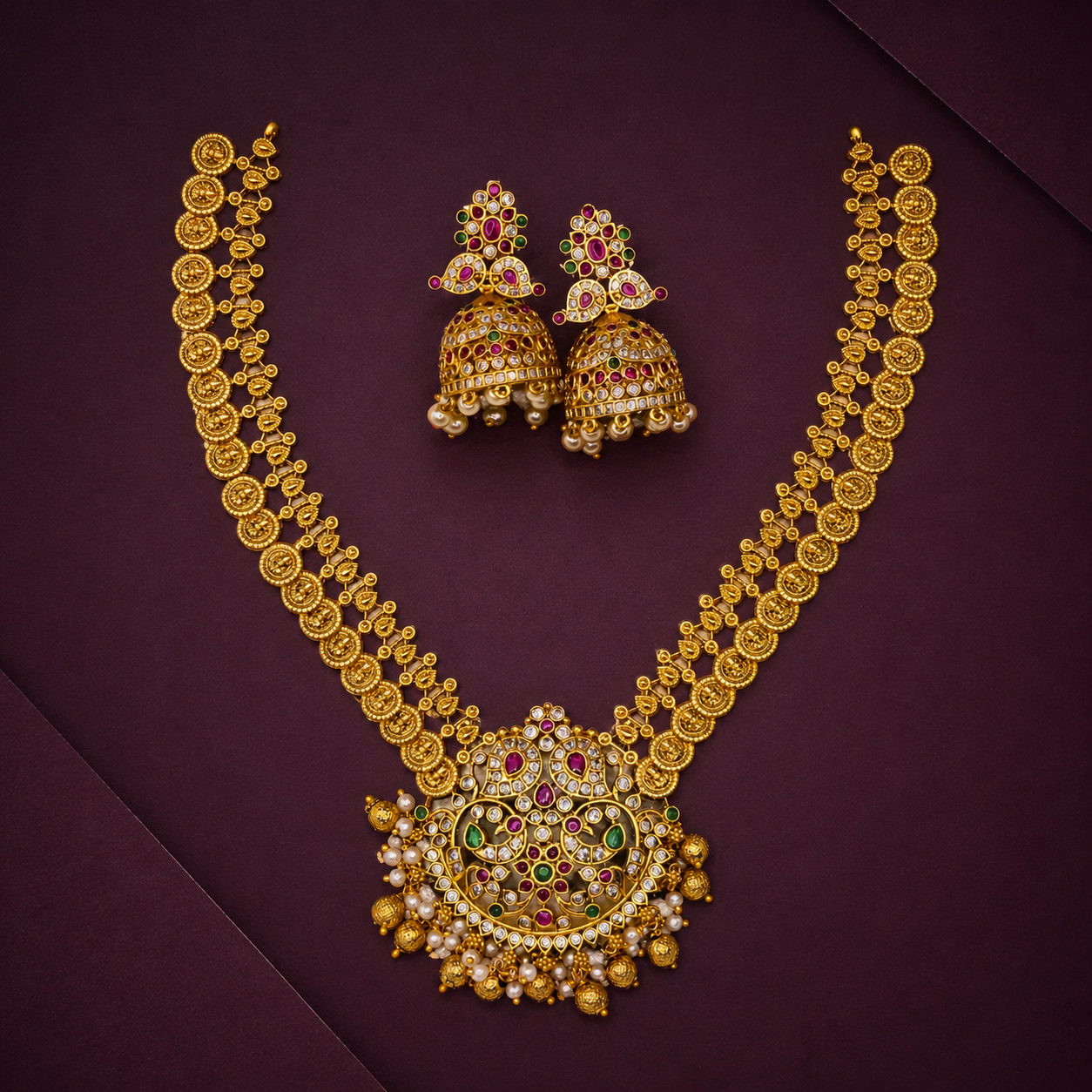Lakshmi Coin Long Necklace Set