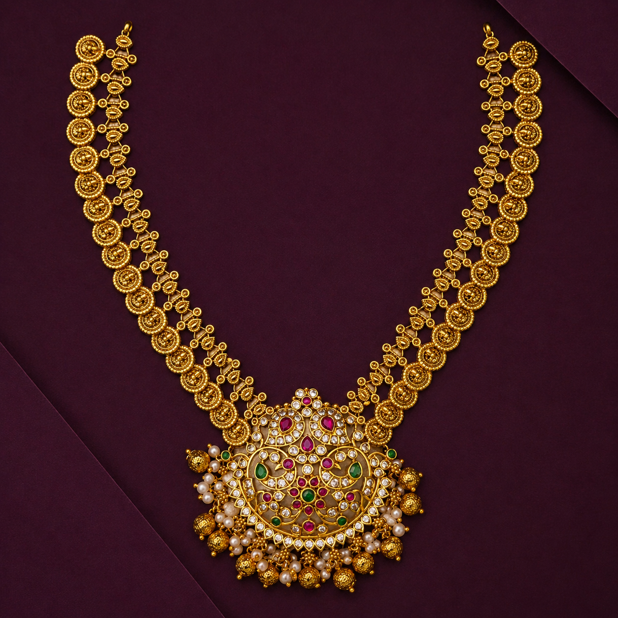 Lakshmi Coin Long Necklace Set