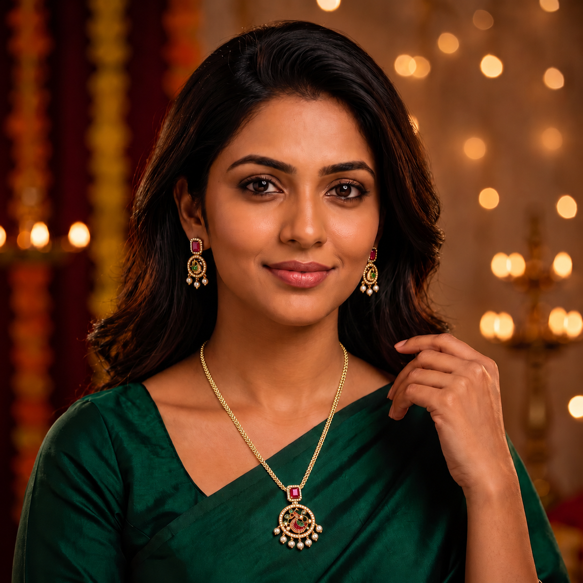 Traditional Peacock CZ Jewelry Set