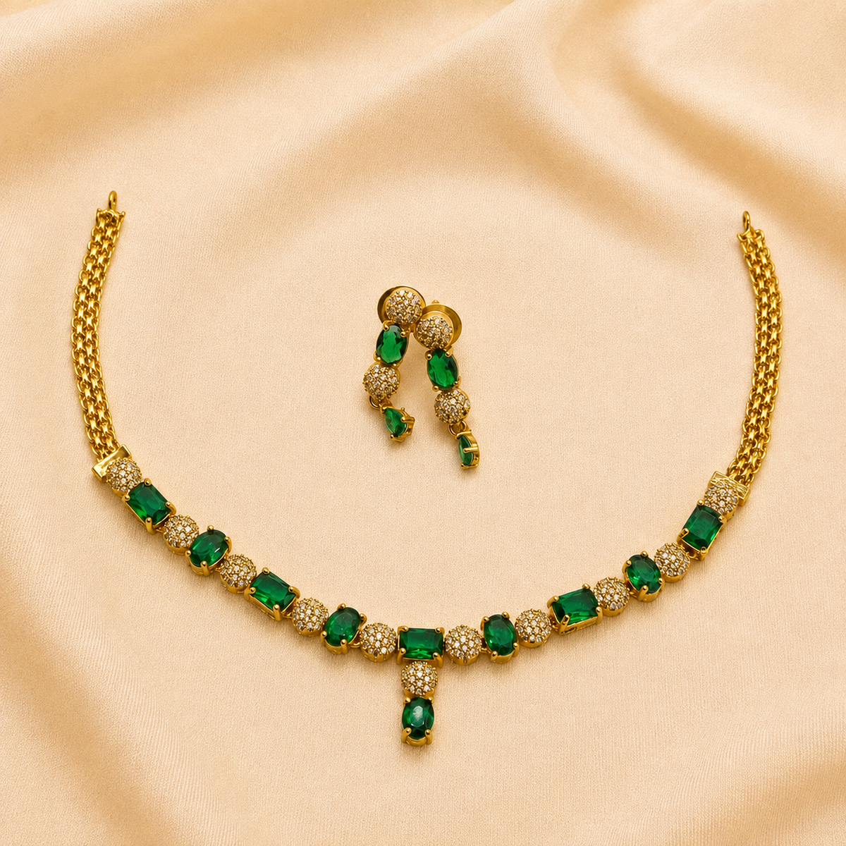 Emerald Green CZ Necklace Set