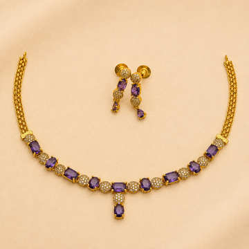 Purple Stone CZ Necklace Set