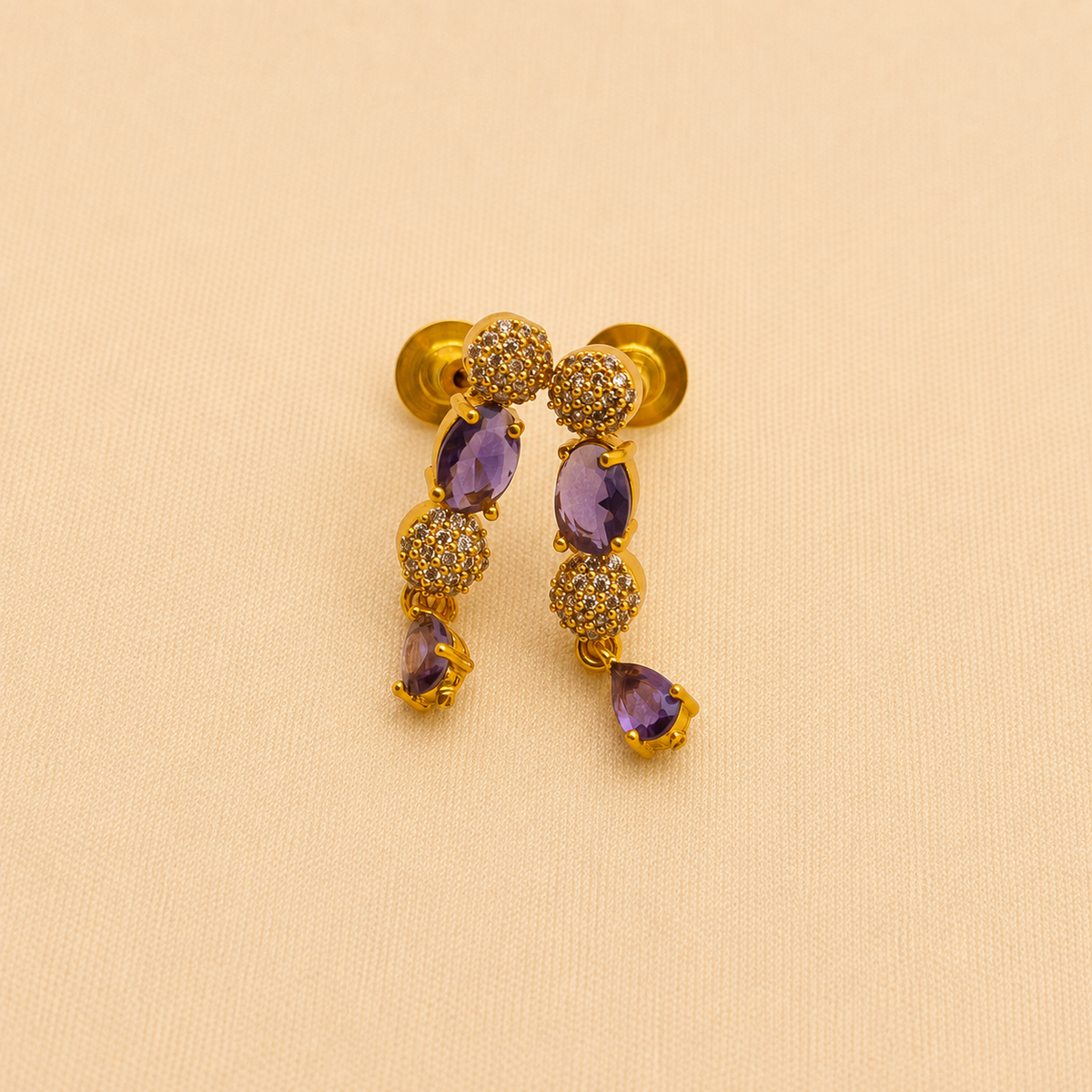 Purple Stone CZ Necklace Set