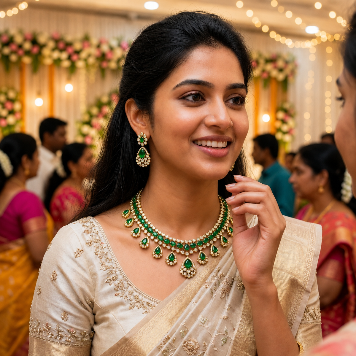 Emerald Kundan Choker Necklace Set