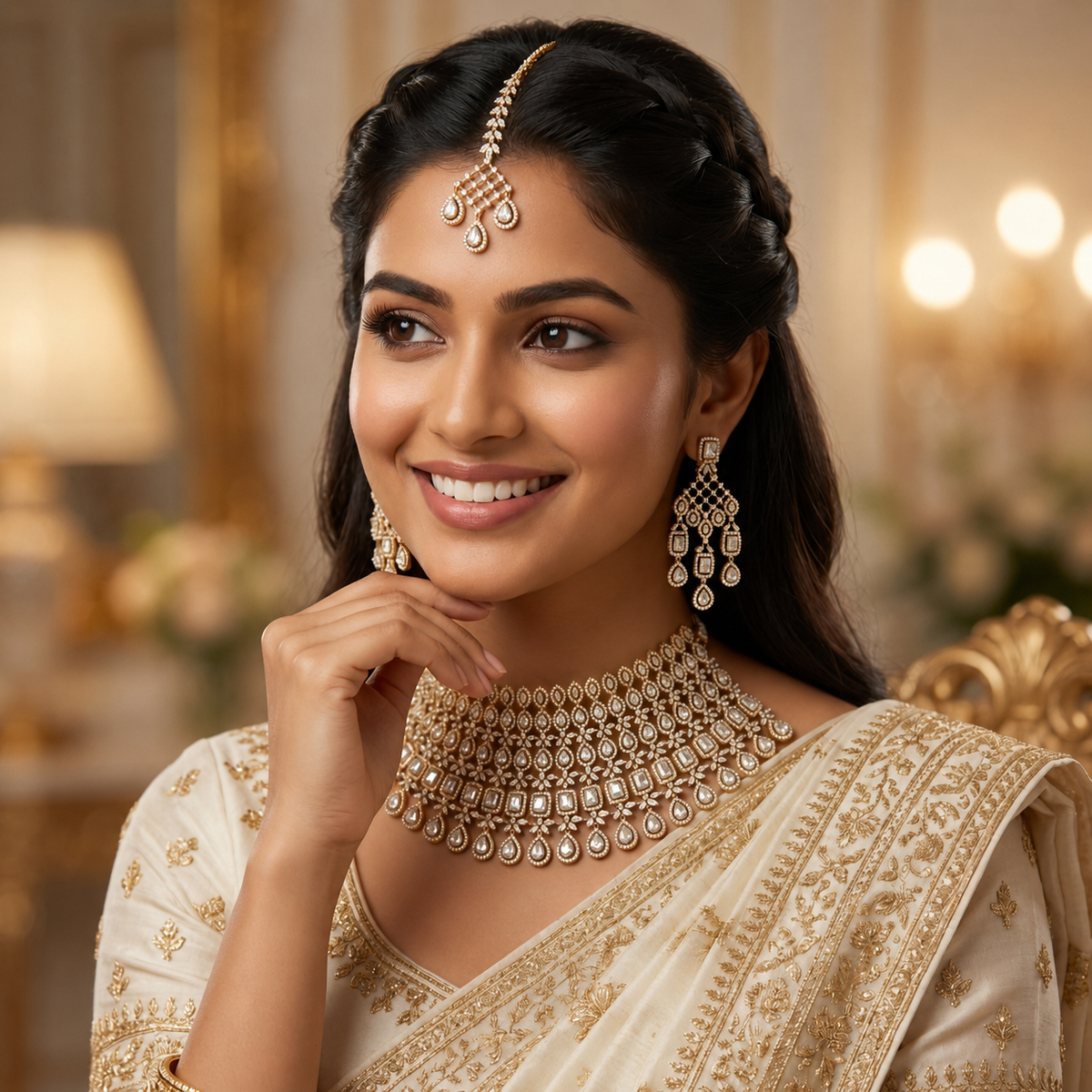 Royal CZ Bridal Choker Necklace Set