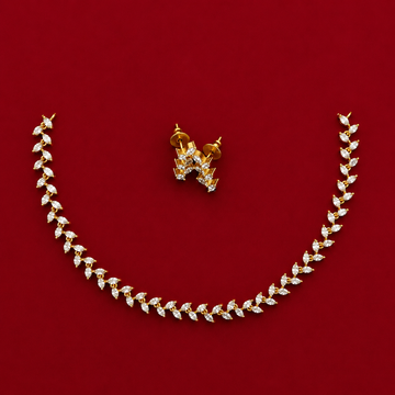 CZ Leaf Vine Necklace Set