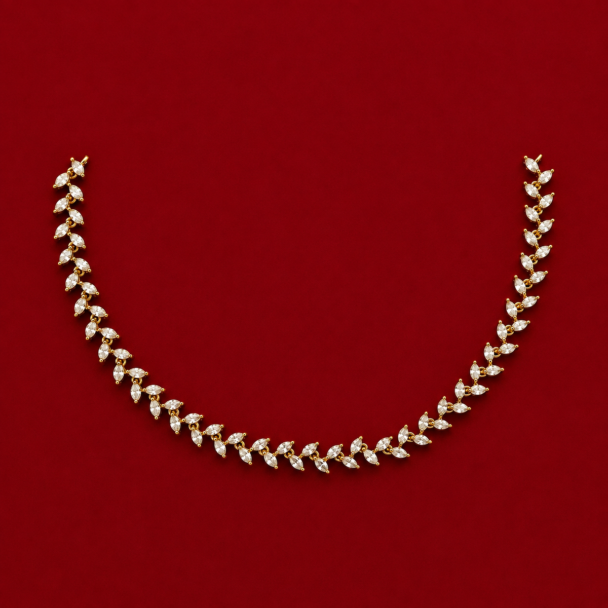 CZ Leaf Vine Necklace Set