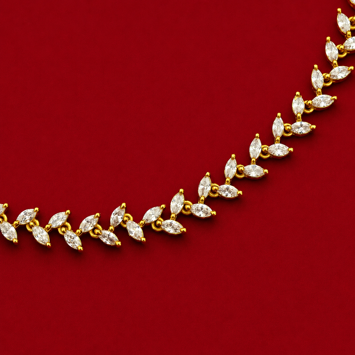 CZ Leaf Vine Necklace Set