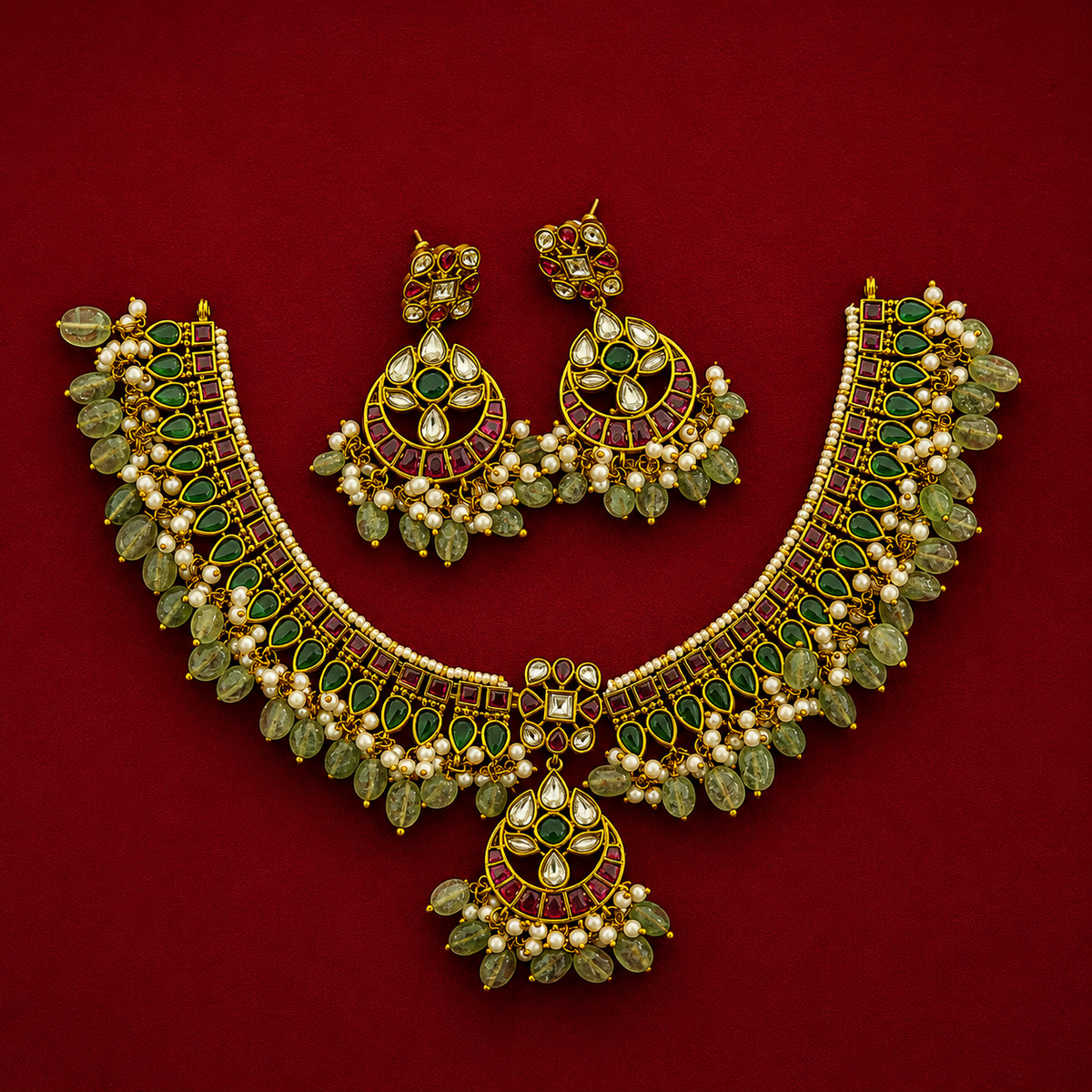 Green Kundan Choker Set