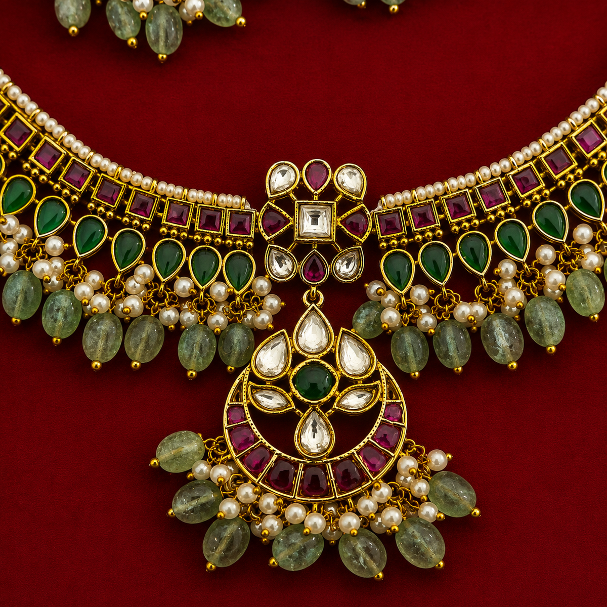 Green Kundan Choker Set