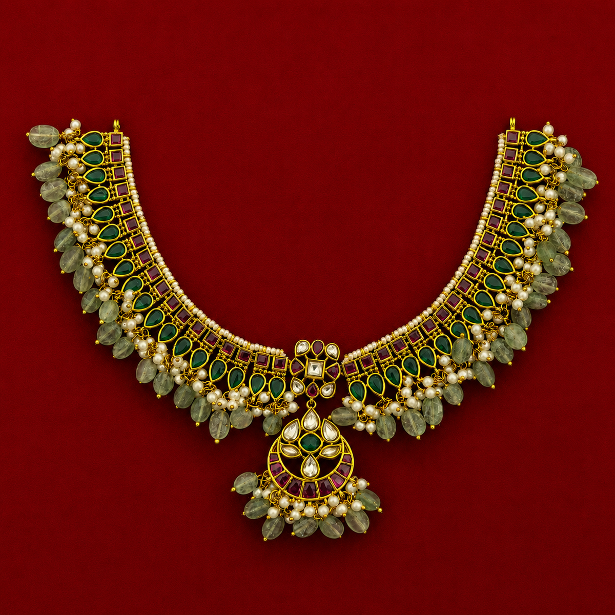 Green Kundan Choker Set