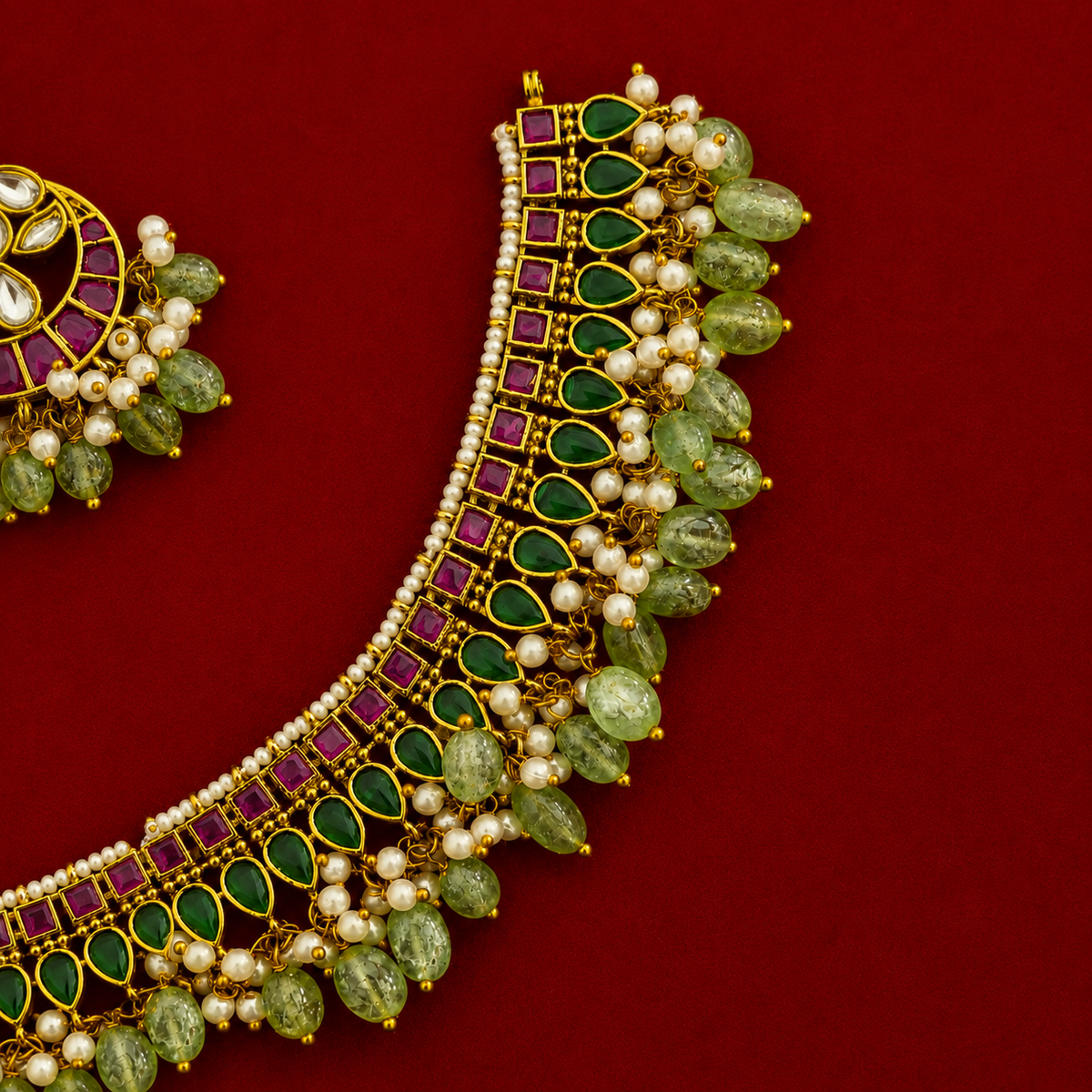 Green Kundan Choker Set