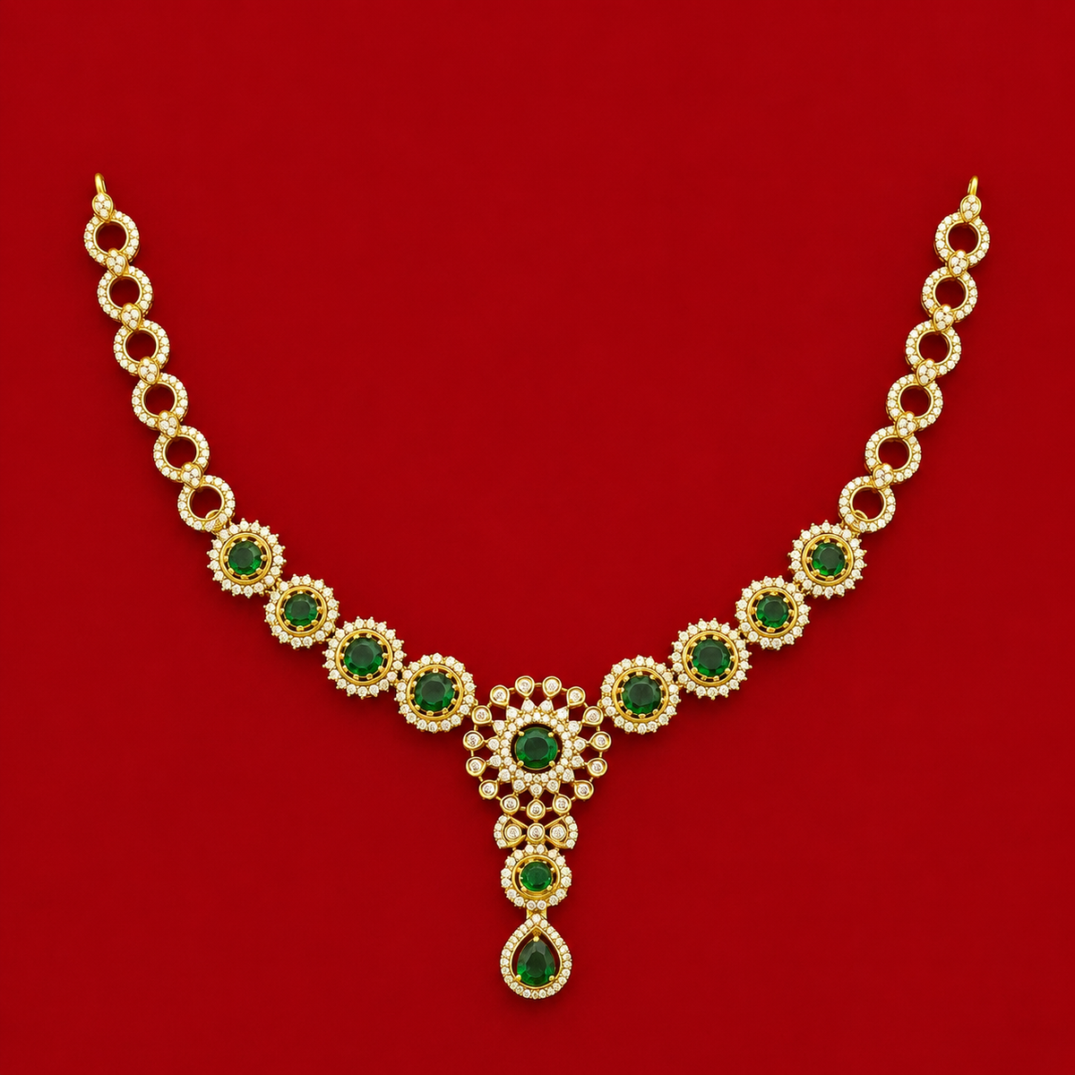 Emerald Green CZ Necklace Set