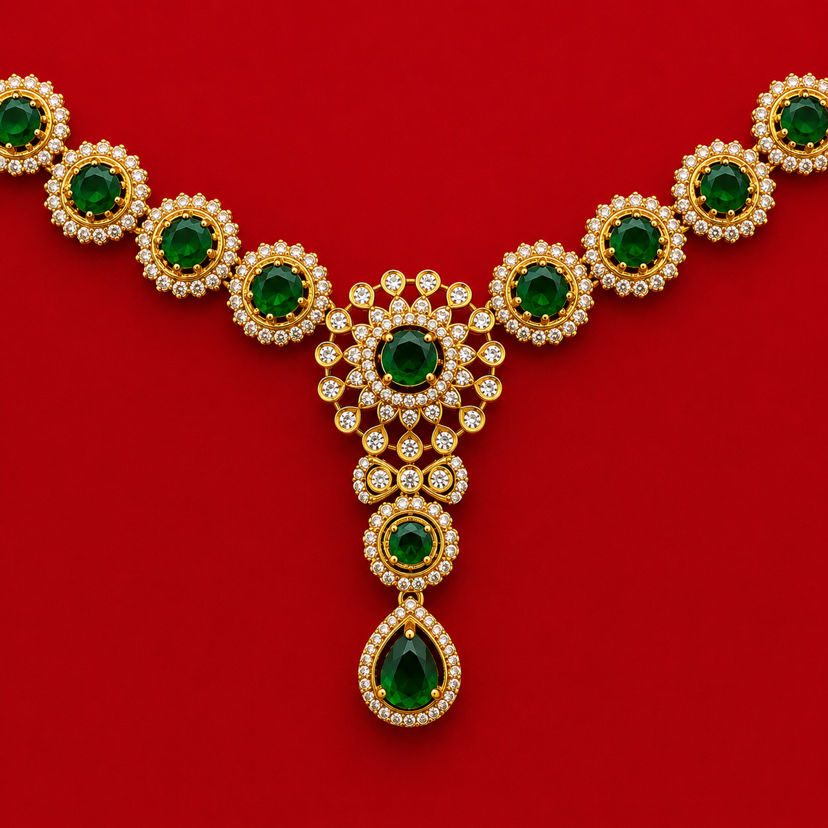 Emerald Green CZ Necklace Set