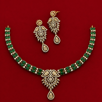 Emerald Floral Designer Necklace Set