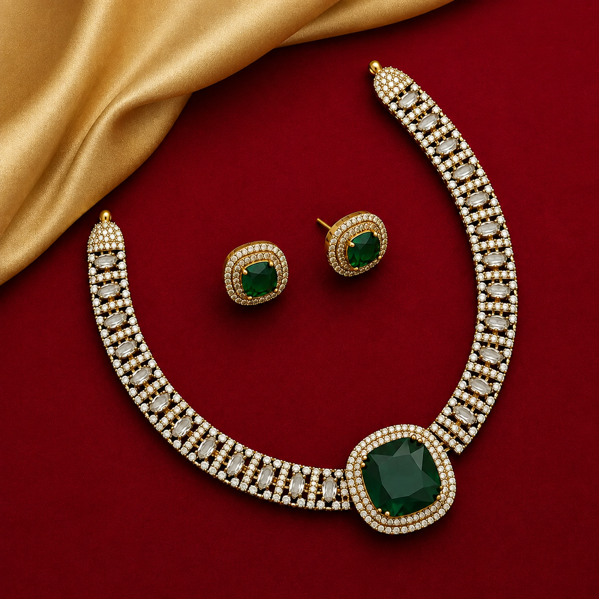 Emerald Green CZ Necklace Set