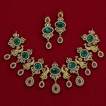 Emerald Peacock CZ Necklace Set