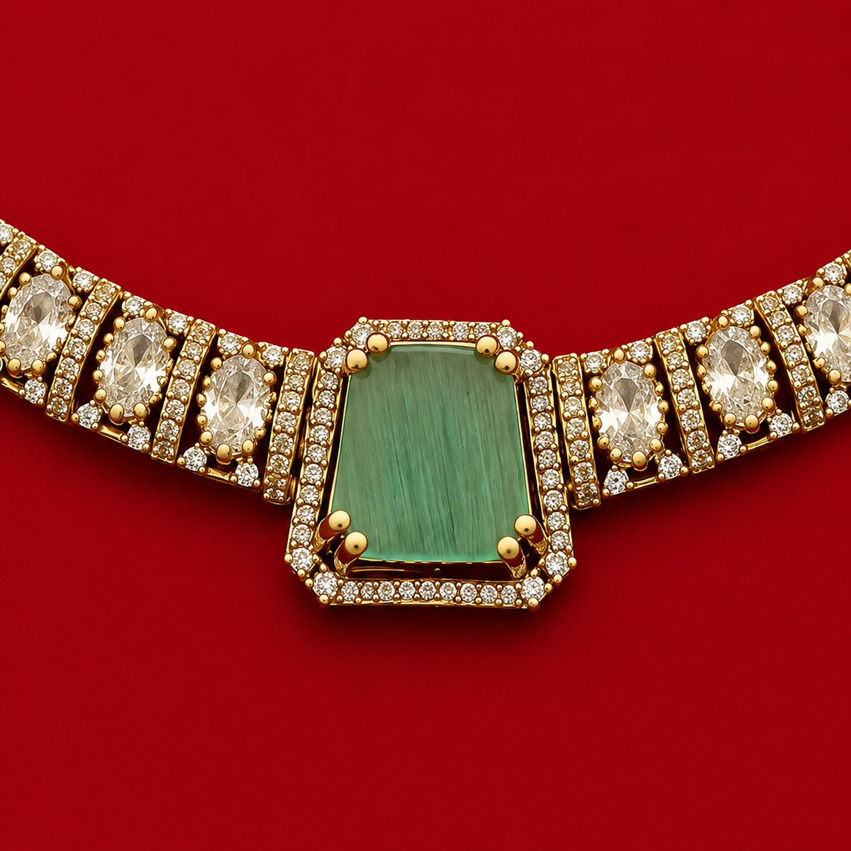 Mint Green CZ Choker Necklace Set