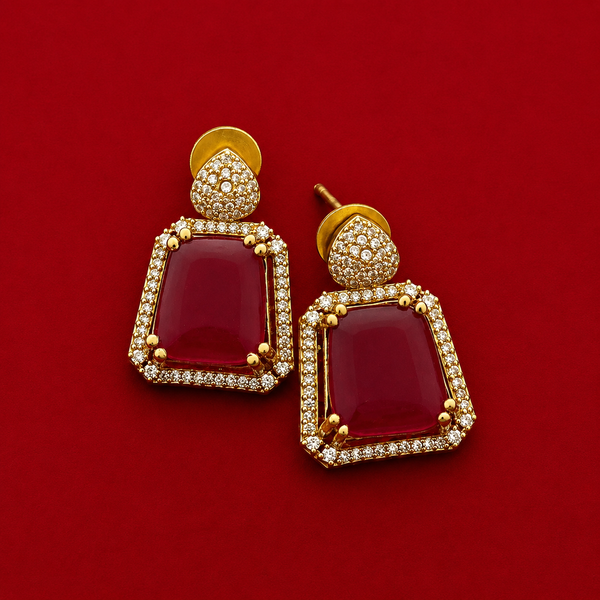 Ruby Red CZ Choker Necklace Set