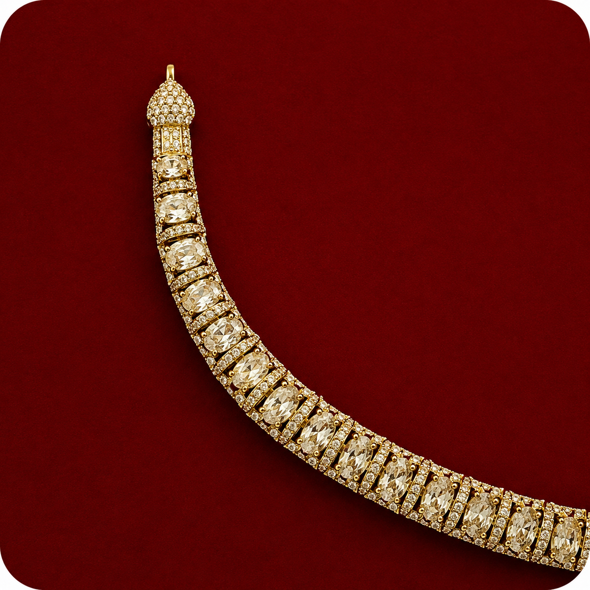 Ruby Red CZ Choker Necklace Set