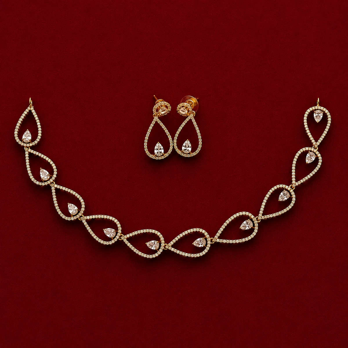 CZ Teardrop Necklace Set