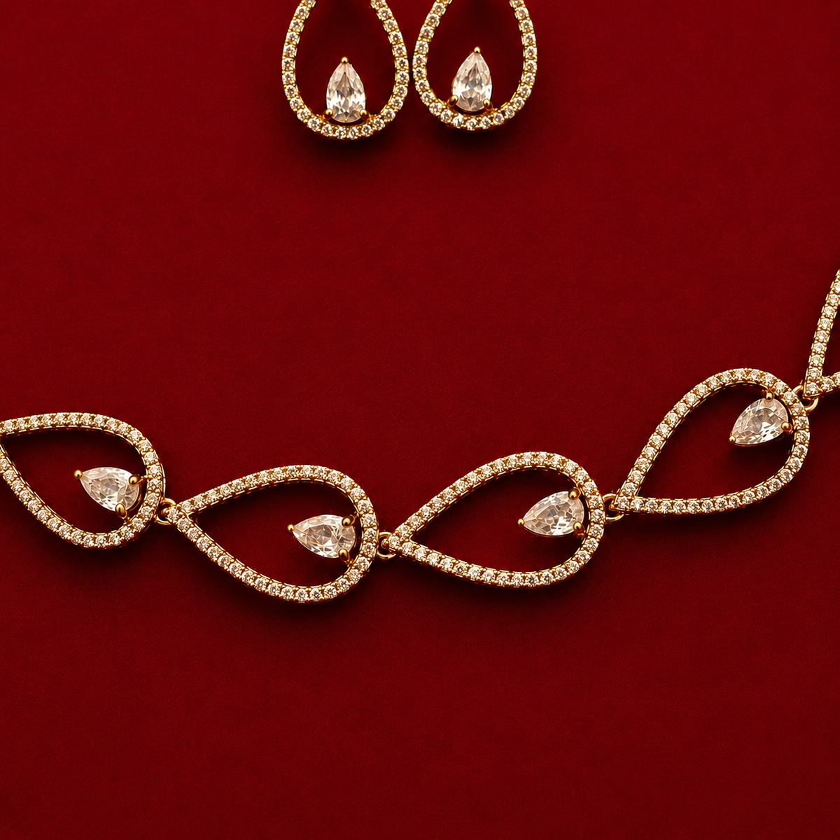 CZ Teardrop Necklace Set