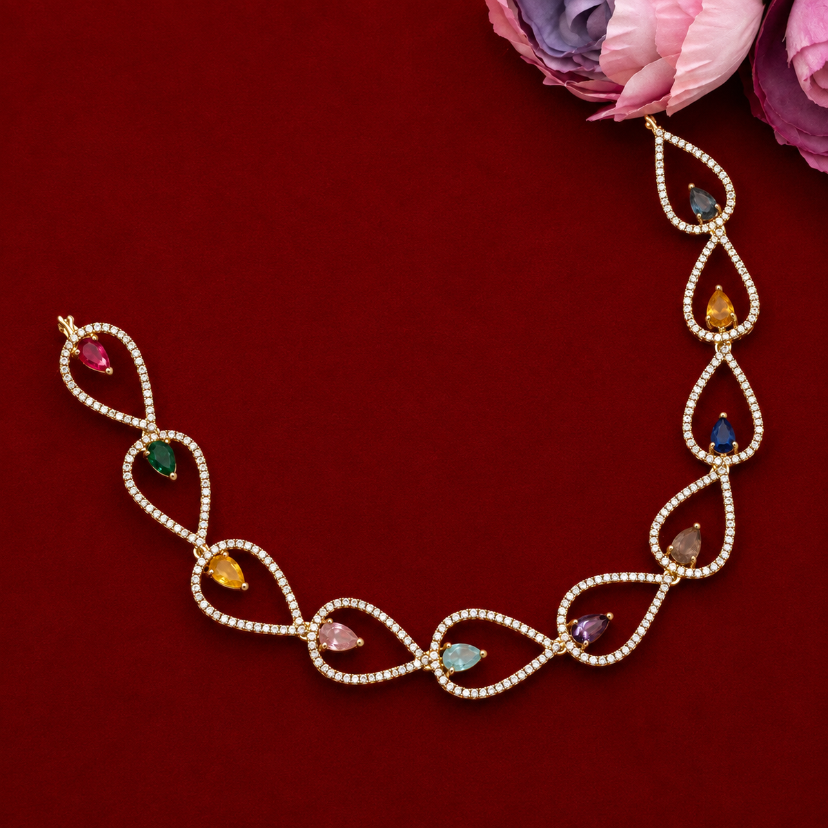 Multicolor Teardrop Necklace Set