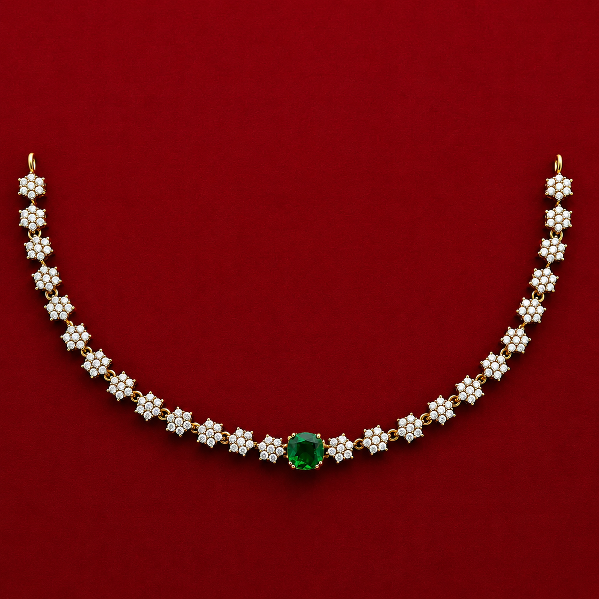 Emerald CZ Floral Necklace Set