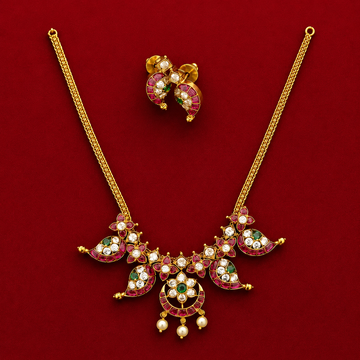 Paisley Floral Chandbali Necklace Set