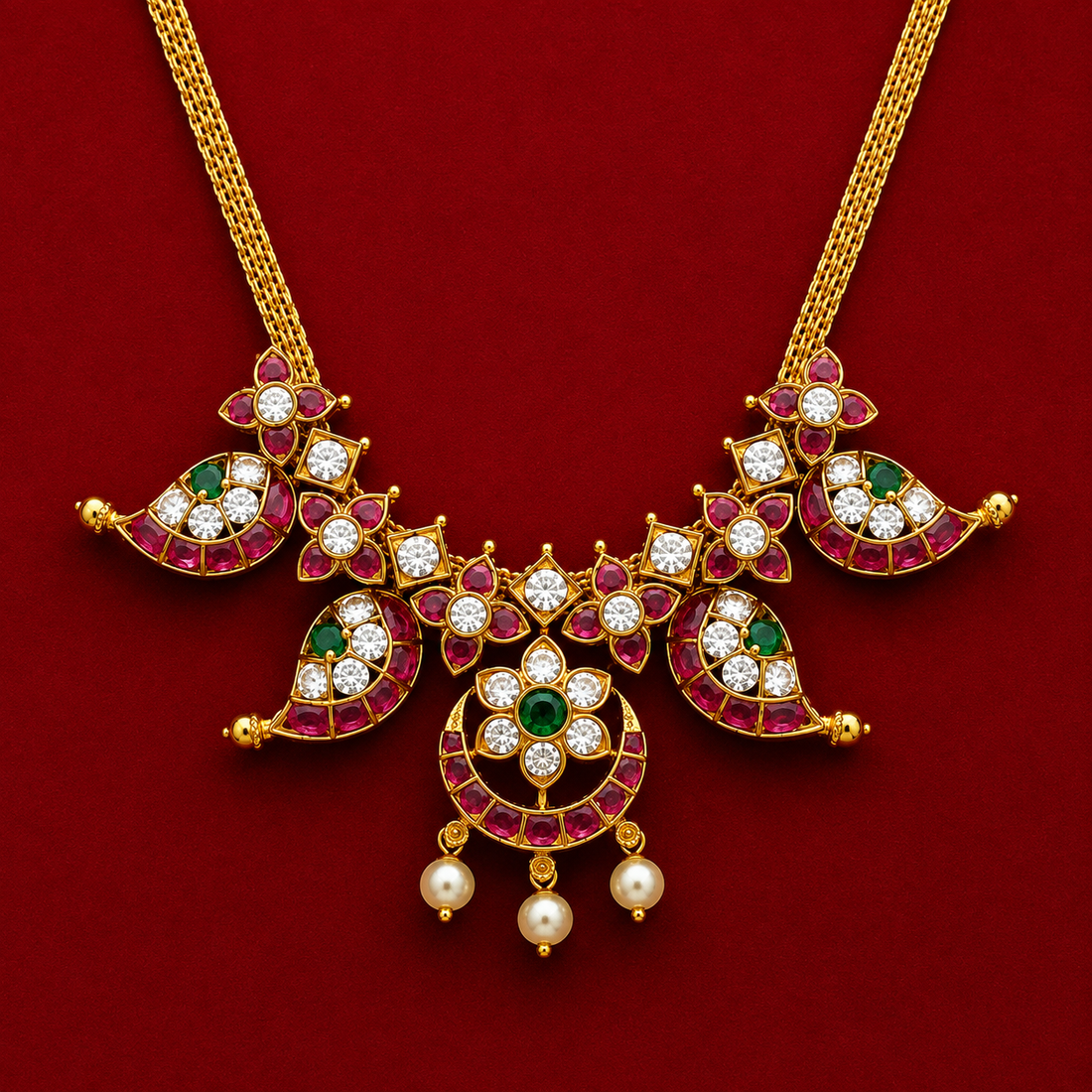 Paisley Floral Chandbali Necklace Set