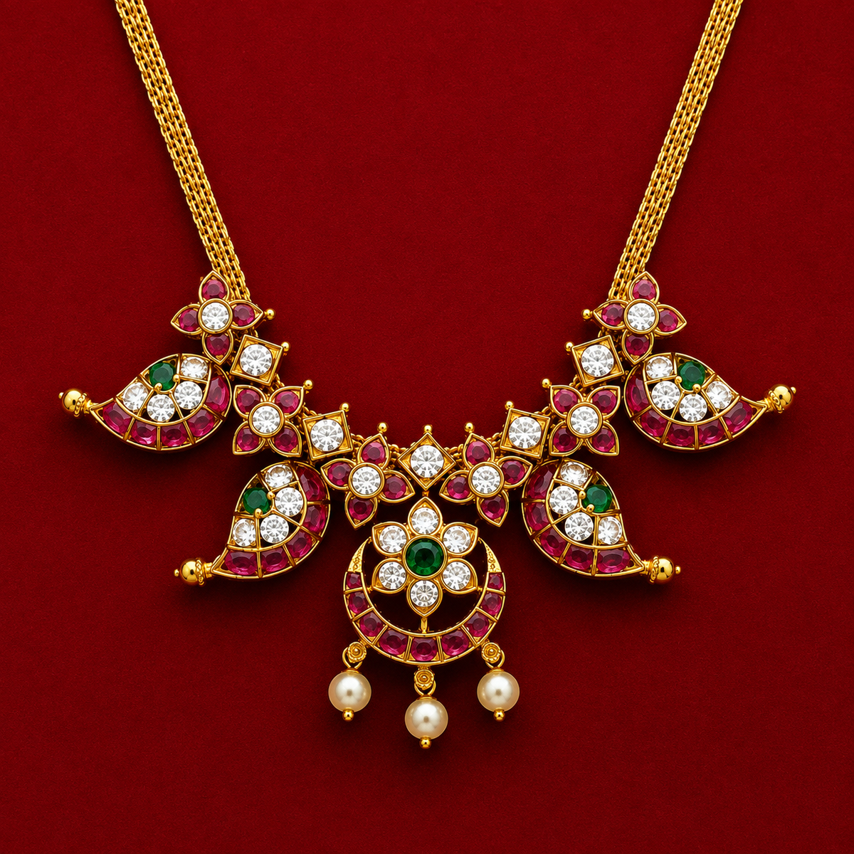 Paisley Floral Chandbali Necklace Set