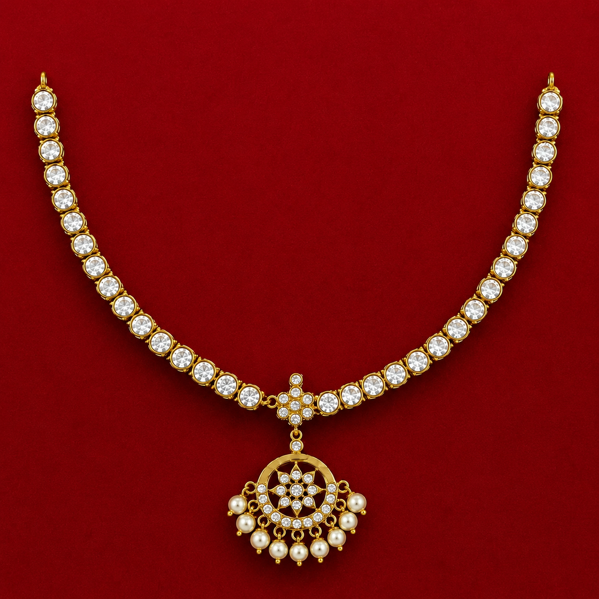 Pearl Drop AD Attigai Neckset
