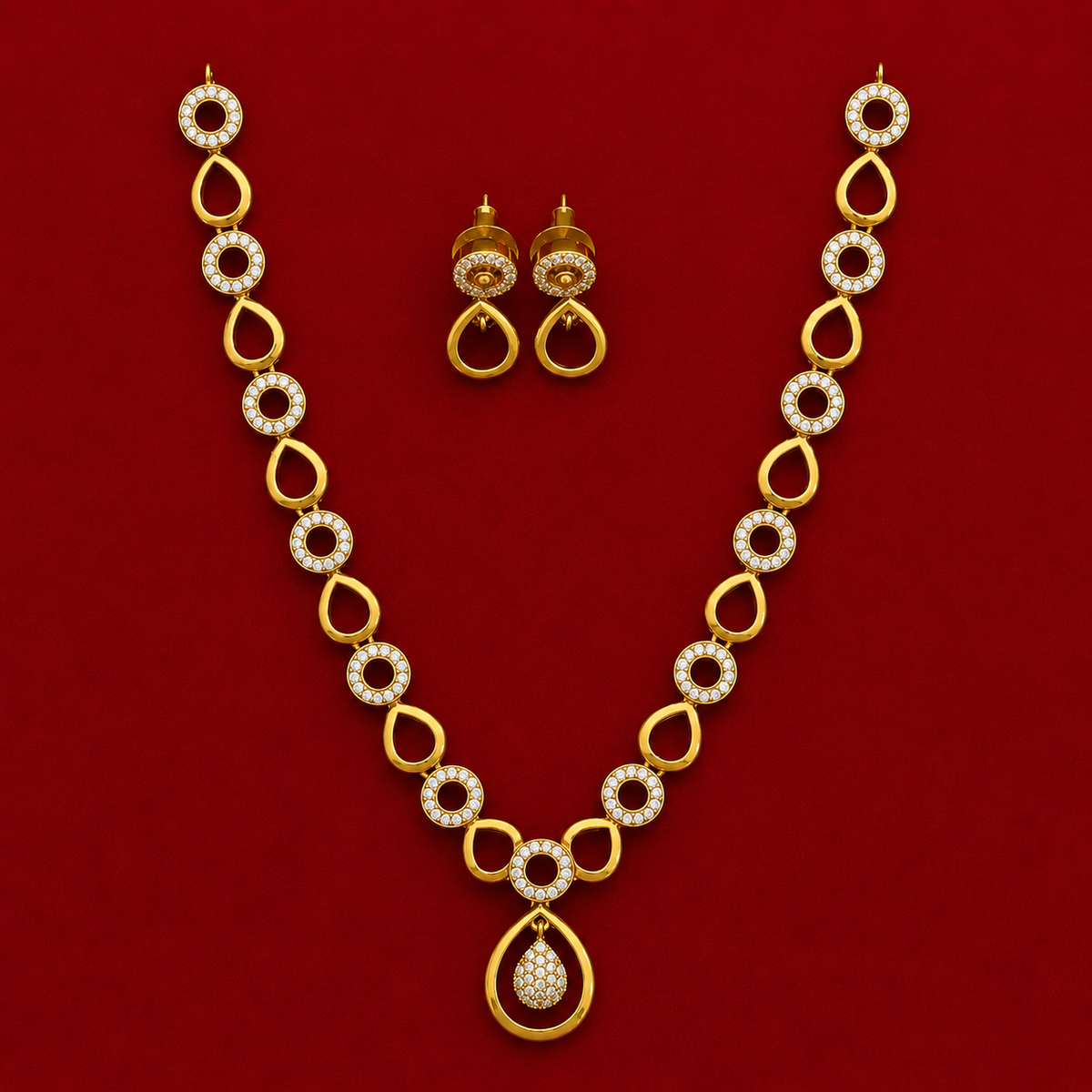 Celestial Teardrop CZ Necklace Set