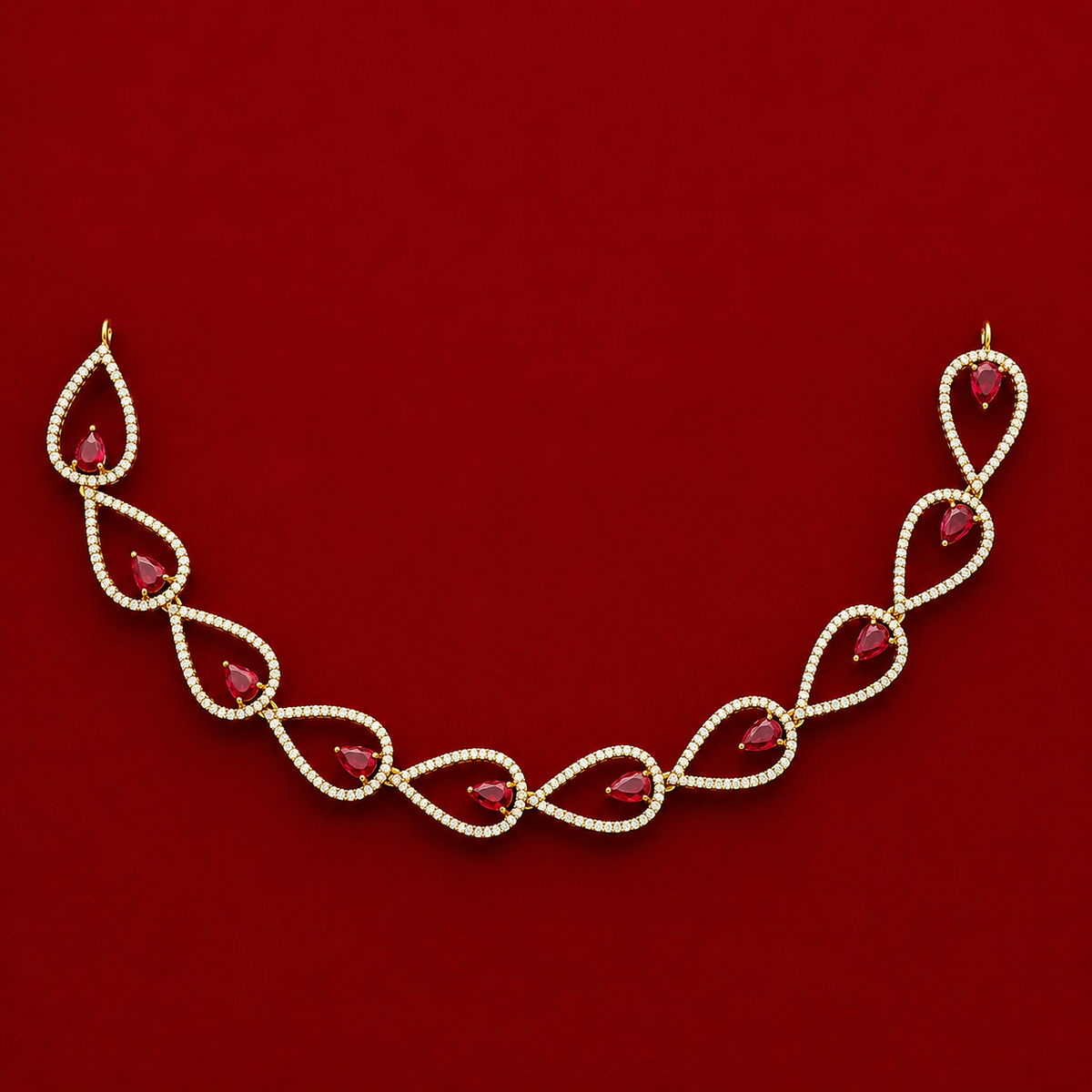 Ruby Teardrop Necklace Set