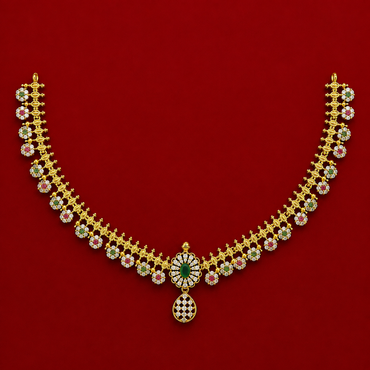 Elegant Emerald Drop CZ Necklace
