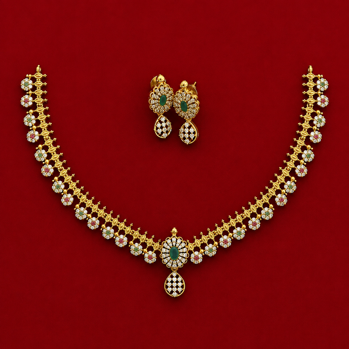 Elegant Emerald Drop CZ Necklace
