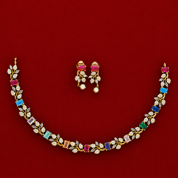 Rainbow Blossom CZ Necklace Set