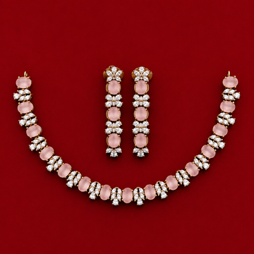 Pink Stone CZ Necklace Set