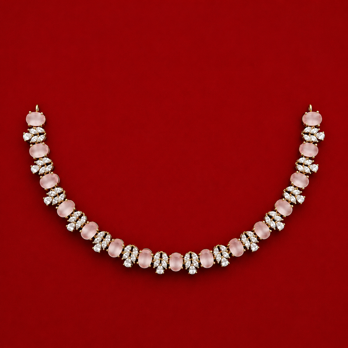 Pink Stone CZ Necklace Set