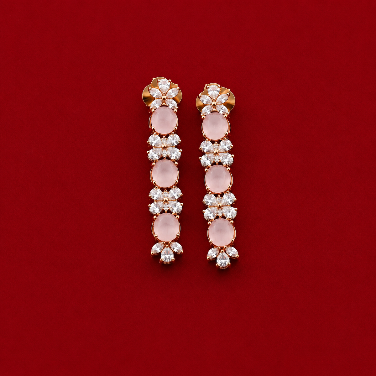 Pink Stone CZ Necklace Set