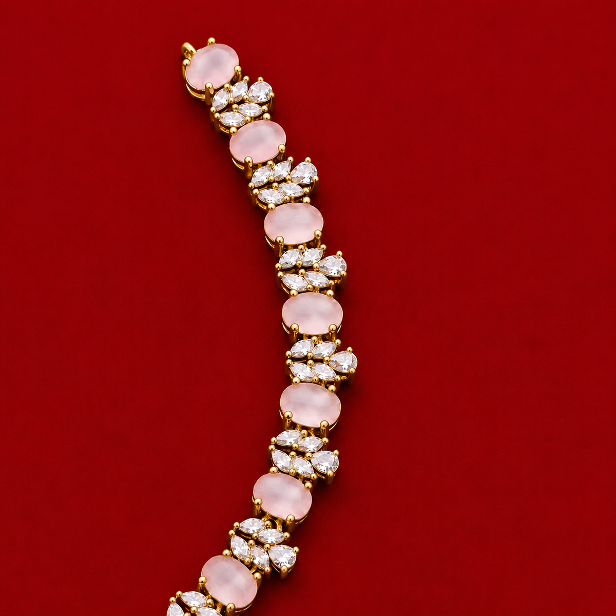 Pink Stone CZ Necklace Set