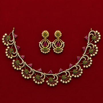 Peacock CZ Designer Necklace Set