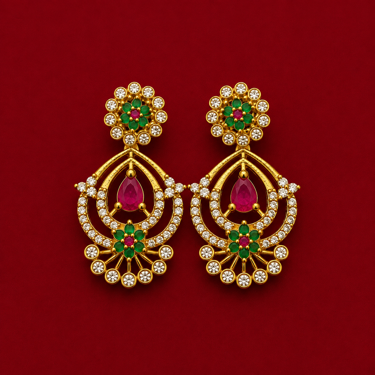 Peacock CZ Designer Necklace Set