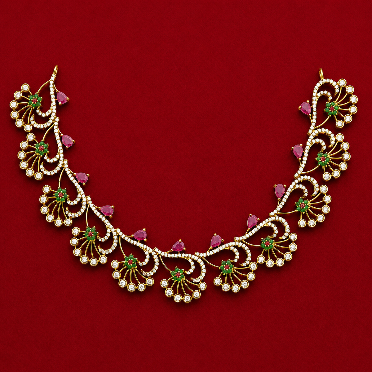 Peacock CZ Designer Necklace Set
